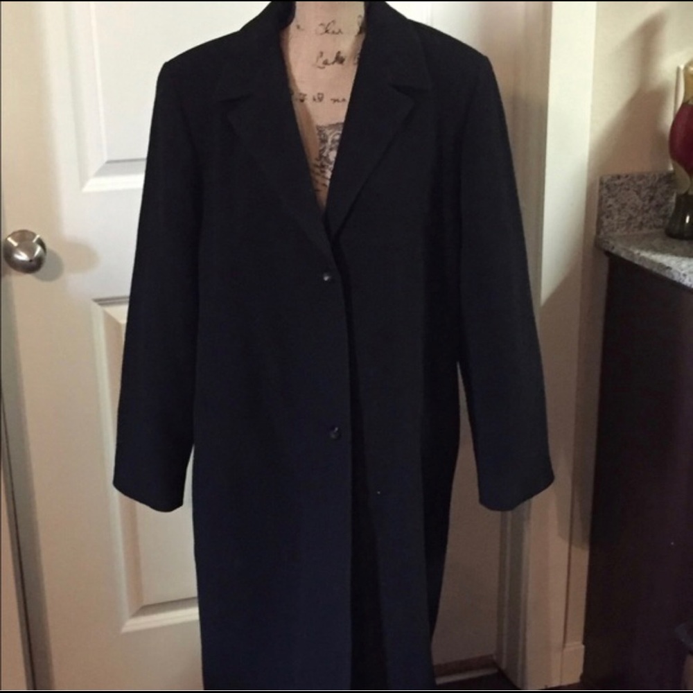 Harve Benard Wool Black Trench Coat